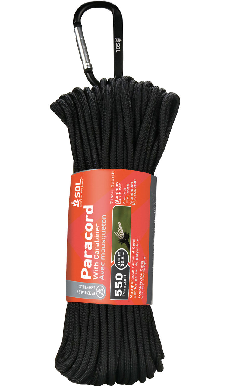 SOL 550 Paracord 100 ft with Carabiner