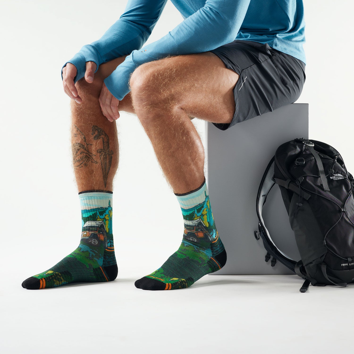 Bas Smartwool Hike Targeted Cushion Trail Trekker Print Crew Unisexe - Plein Air Entrepôt