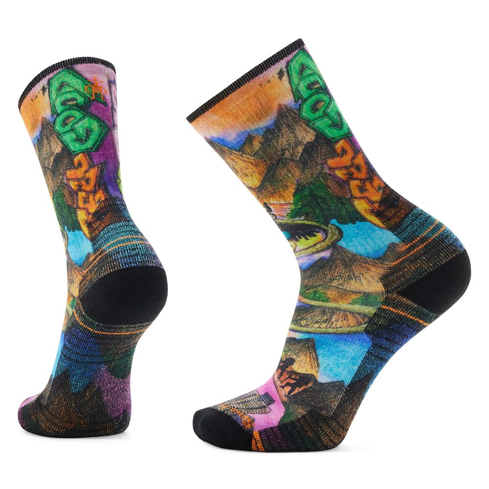 Bas Smartwool Hike Light Cushion Crew Mountain Maze Print Unisexe - Plein air Entrepôt