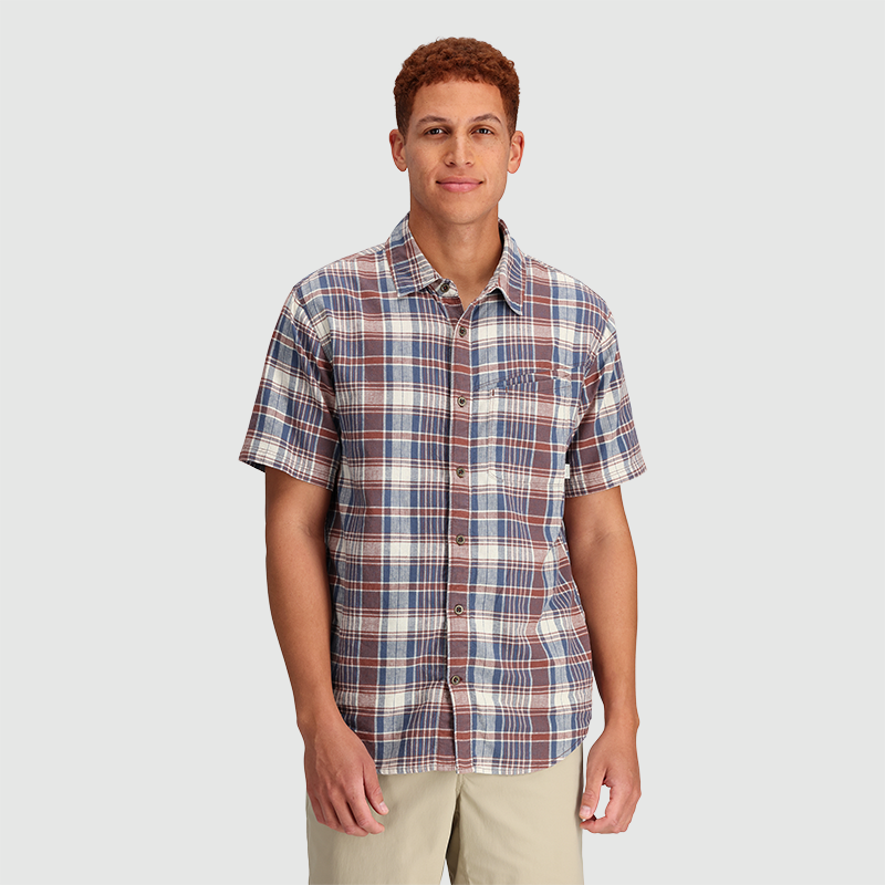 Chemise OR Weisse Carreaux Manches courtes Hommes - Plein Air Entrepôt