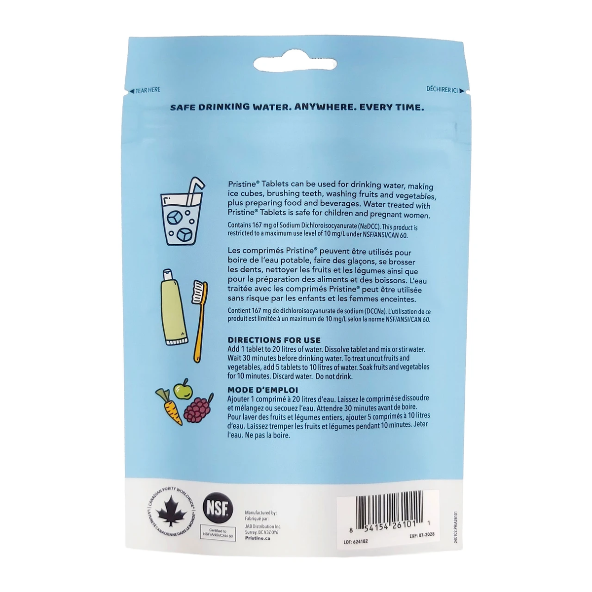 Pristine Water Purification Tablets 20 L