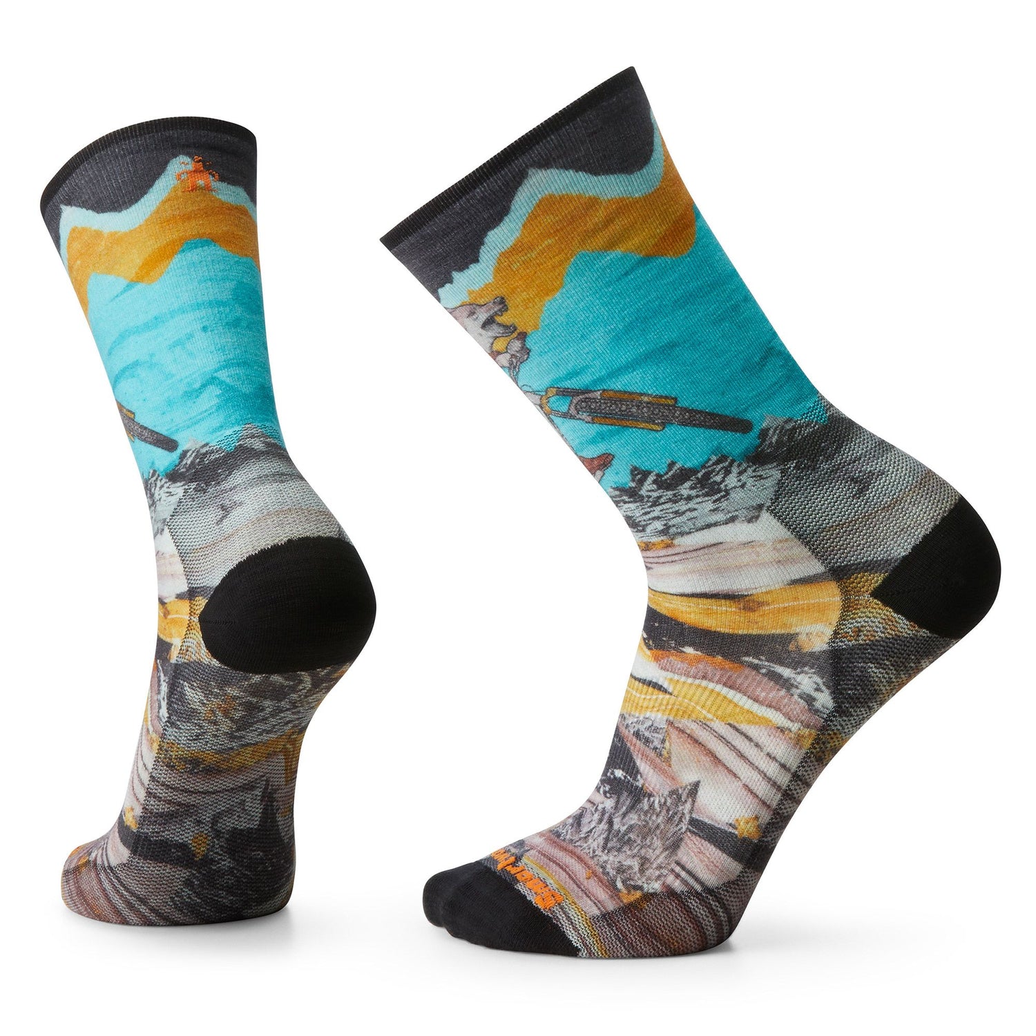 Bas Smartwool Bike Zero Cushion Wolf Print Crew Hommes - Plein air Entrepôt