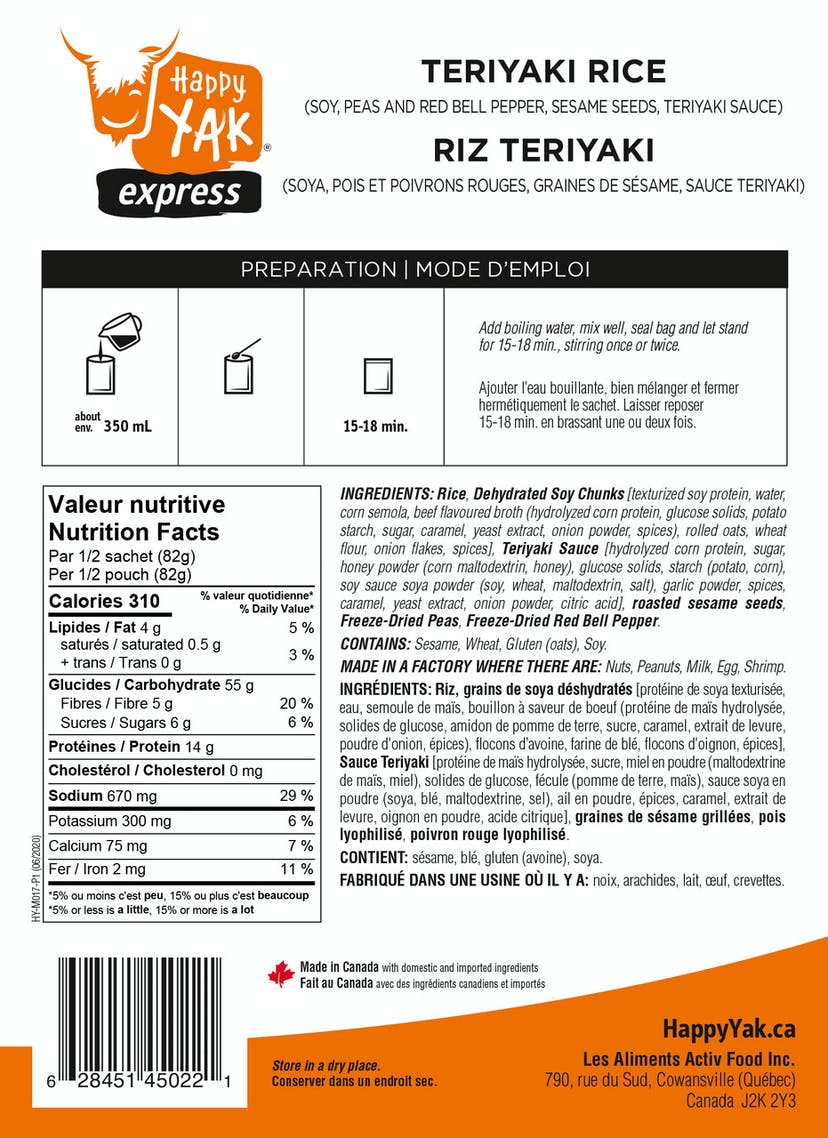 Happy Yak Riz Teriyaki - Plein Air Entrepôt