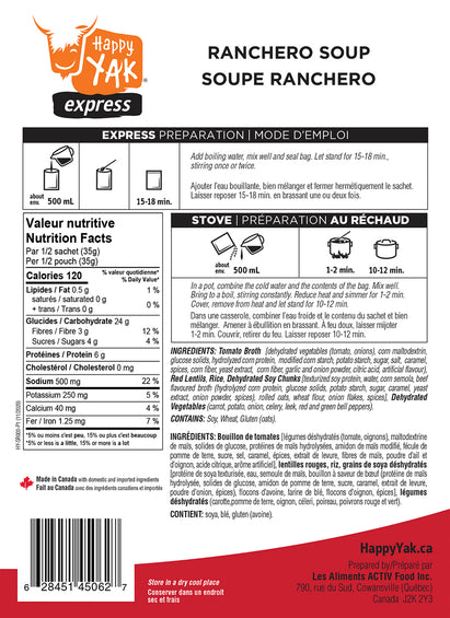 Happy Yak Soupe Ranchero - Plein Air Entrepôt